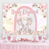 Lofaris Floral And Pink Lovely Elephant Baby Shower Backdrop